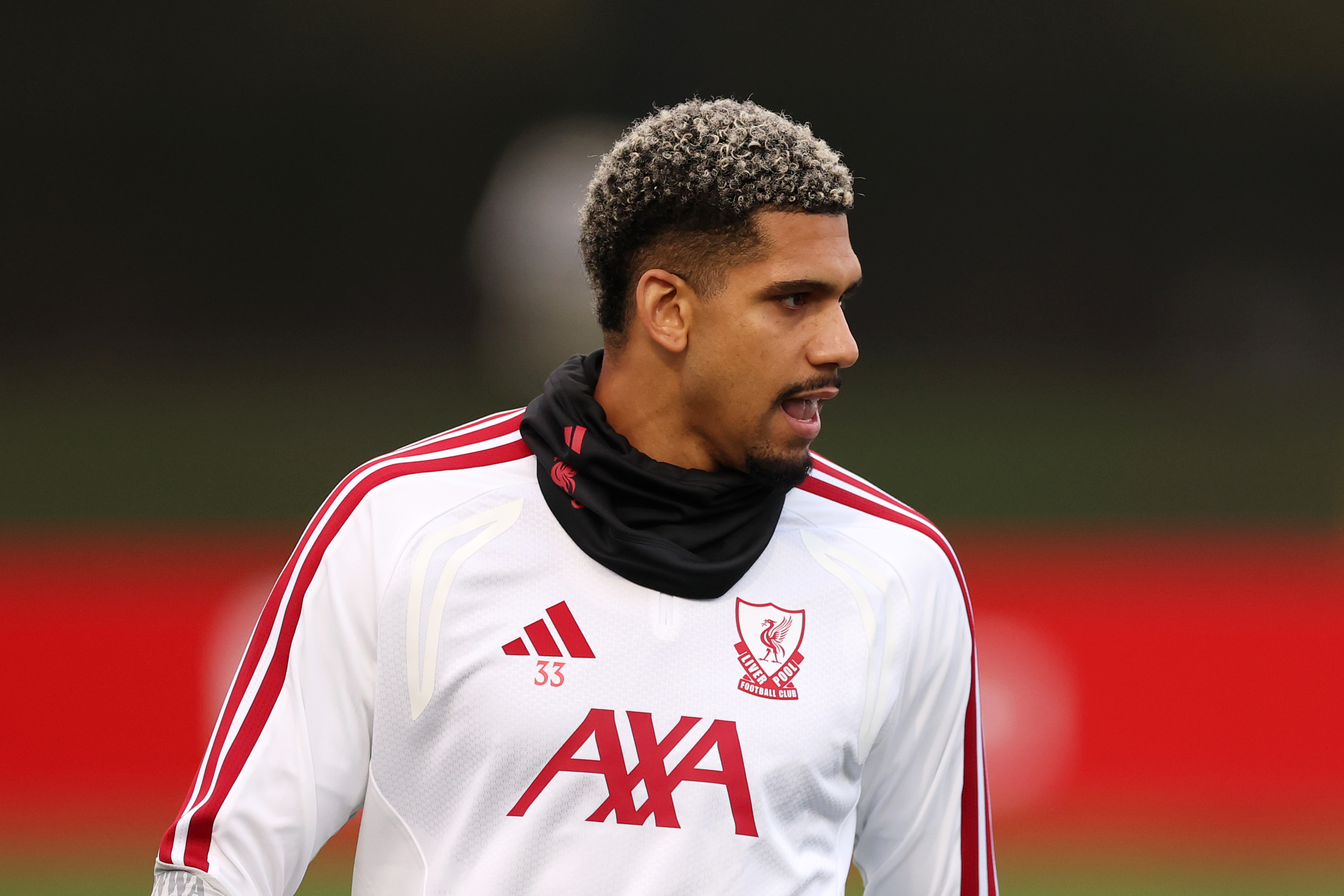 Ronald Araujo pictured during a training session for Liverpool