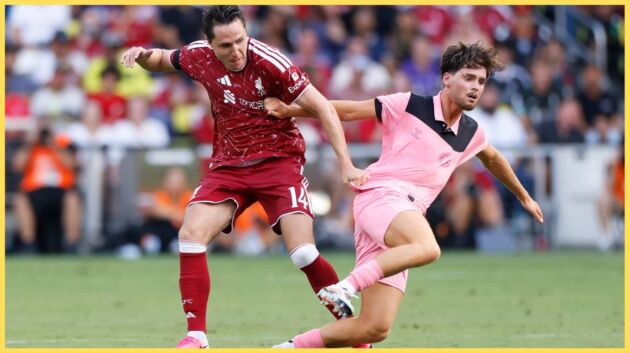 Federico Chiesa challenges Jack Whitaker during Liverpool's pre-season friendly against Sunderland