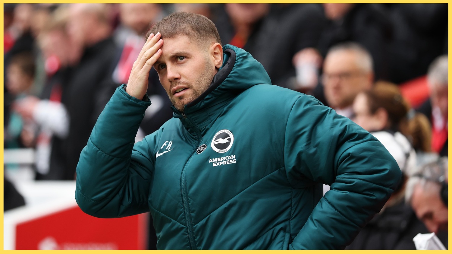 Brighton head coach Fabian Hurzeler pictured during his team's defeat to Liverpool