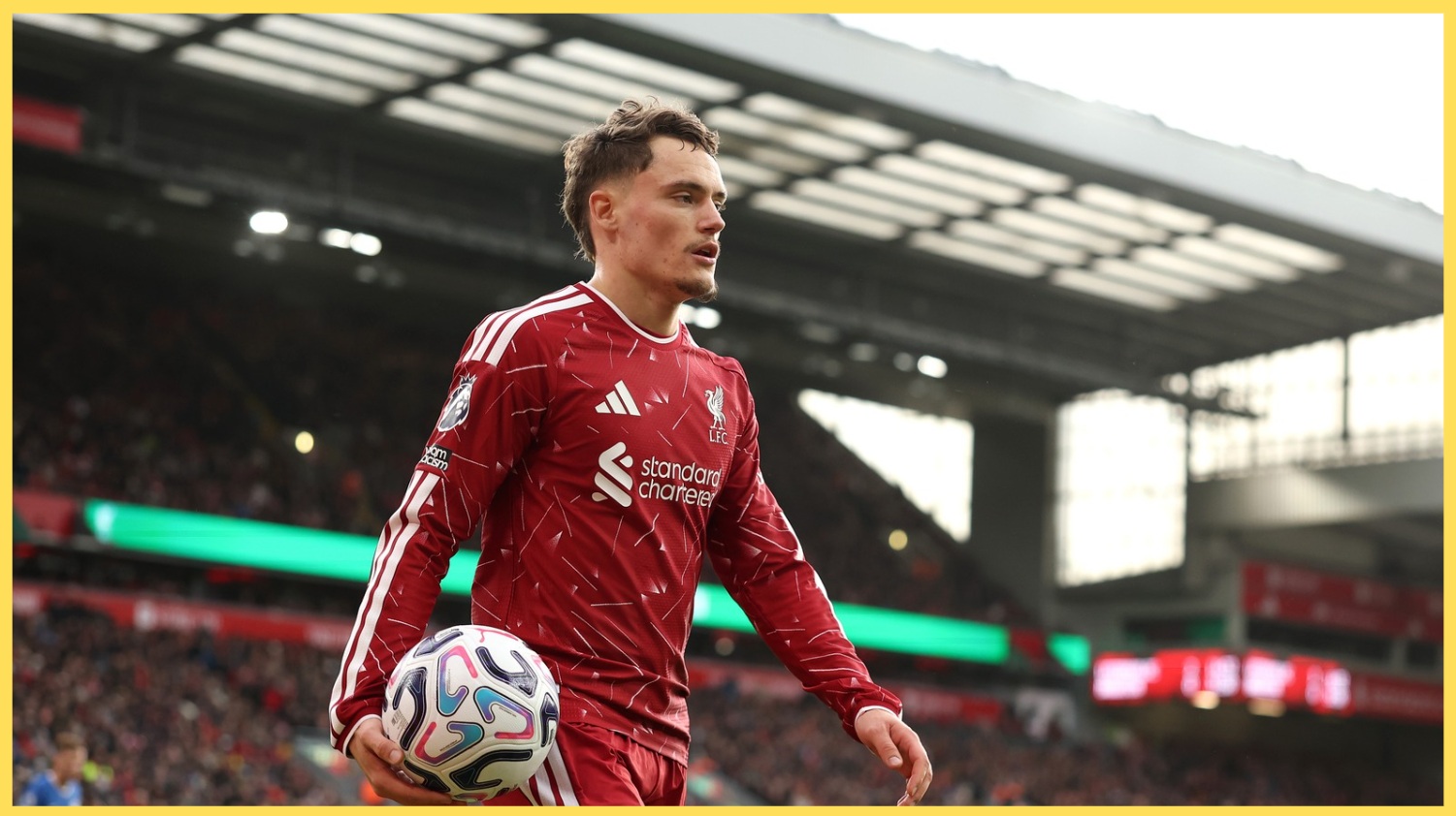 Florian Wirtz carries the ball during Liverpool's win over Brighton