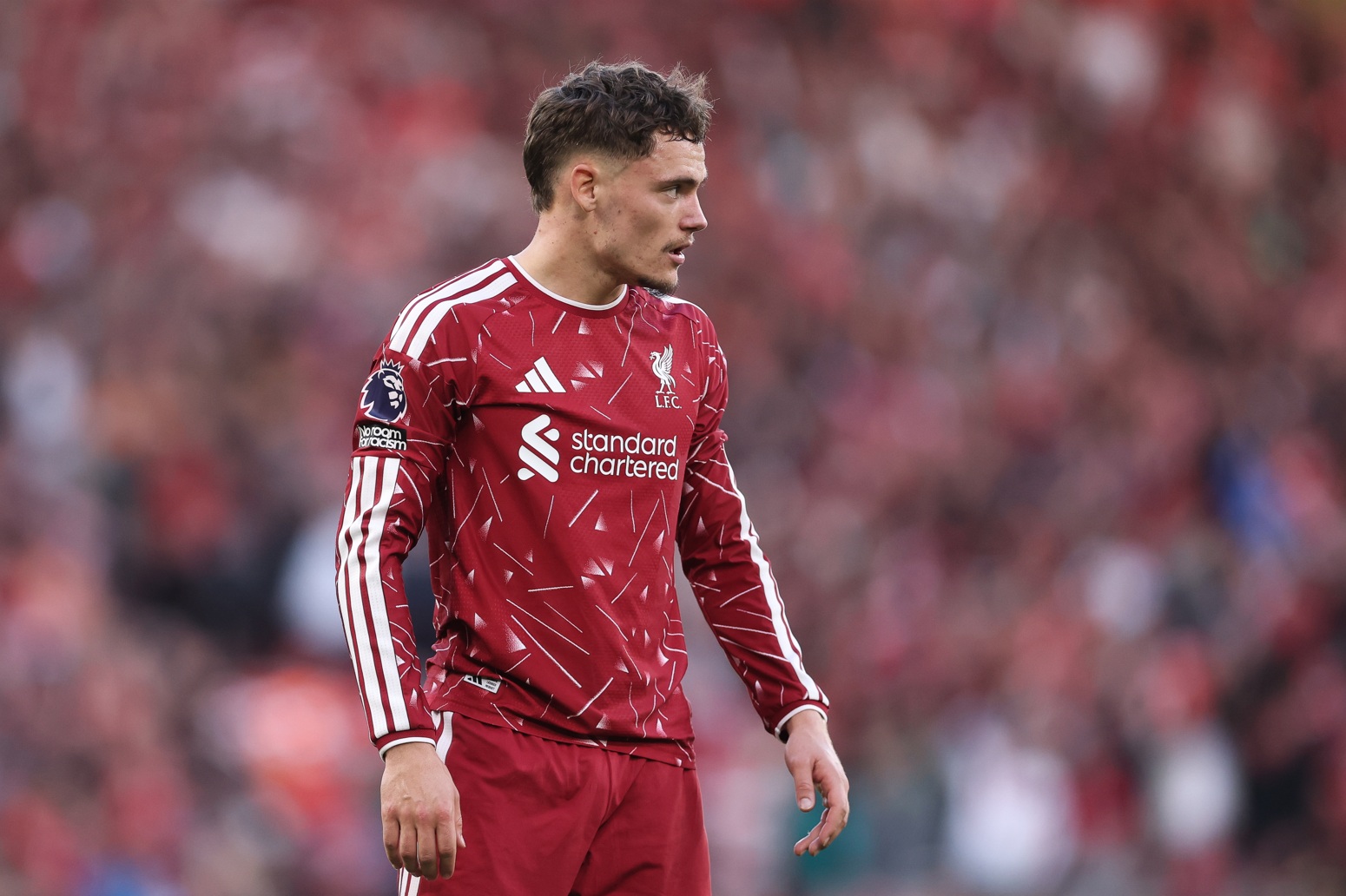 Florian Wirtz looks on during Liverpool's defeat to Man City