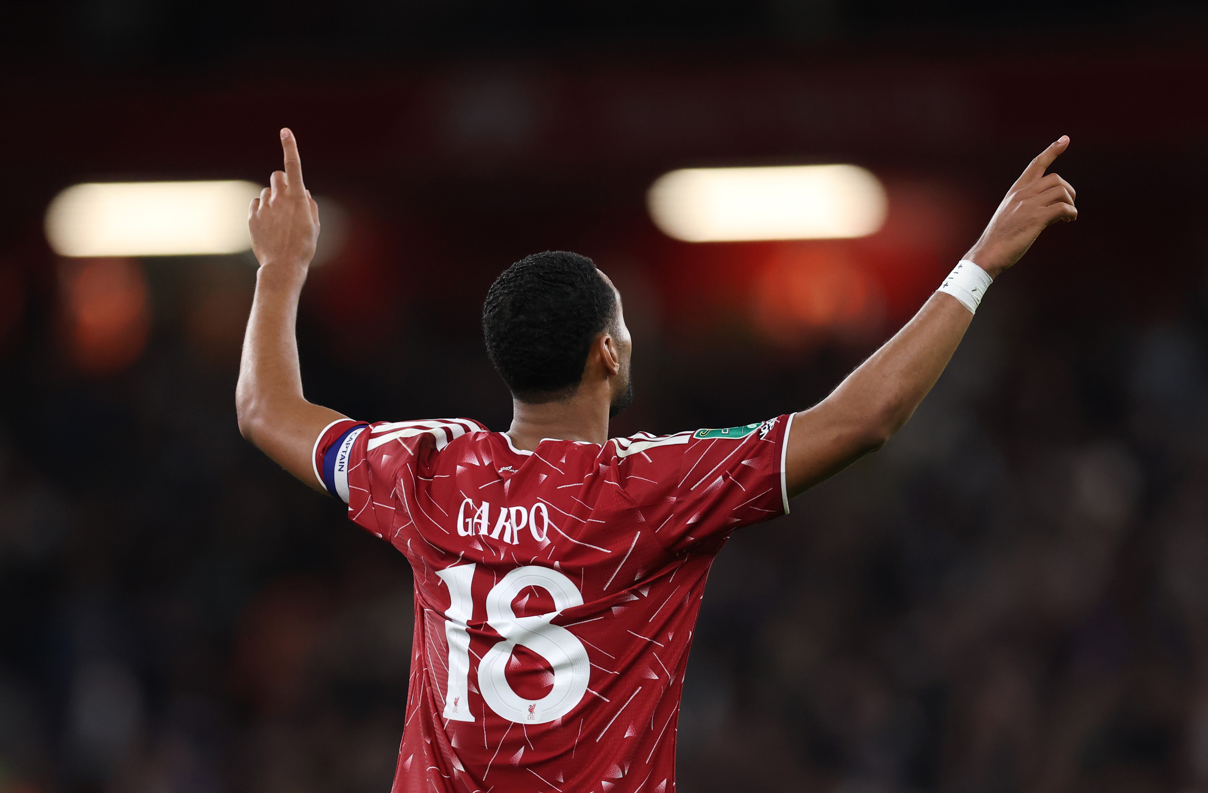 Cody Gakpo celebrates scoring for Liverpool