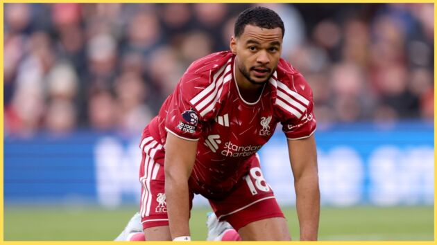 Cody Gakpo on his hands and knees during Liverpool's win over Brighton