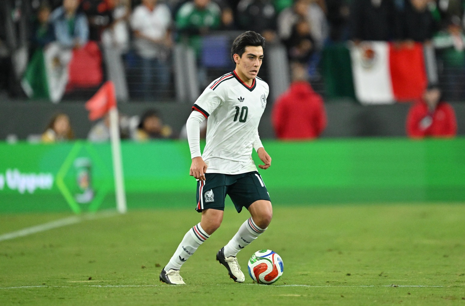 Gilberto Mora in action for Mexico against Colombia in September