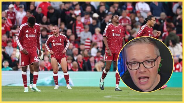 Liverpool players look dejected during their defeat to Man City, with Mark Goldbridge inset