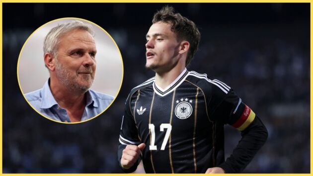 Florian Wirtz in action for Germany, with Didi Hamann inset