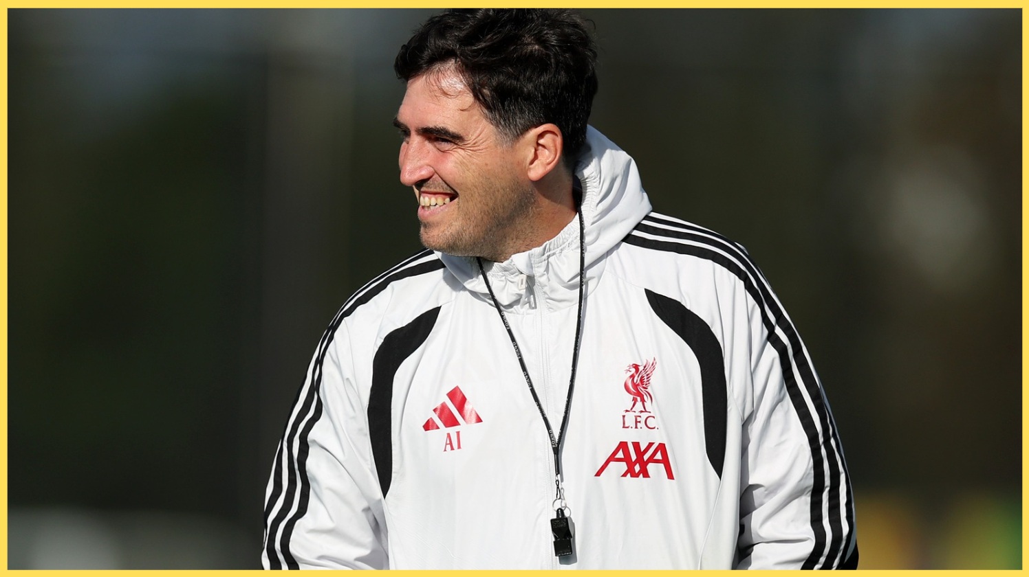 Andoni Iraola observes a Liverpool training session