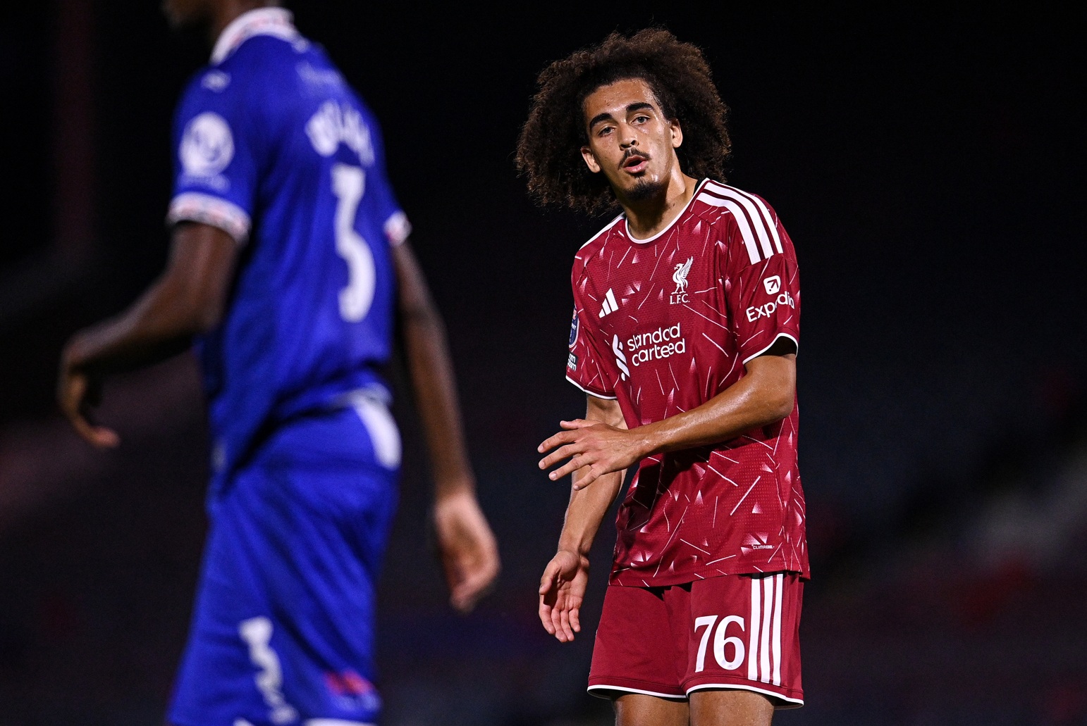 Jayden Danns in action for Liverpool under-21s against Rochdale