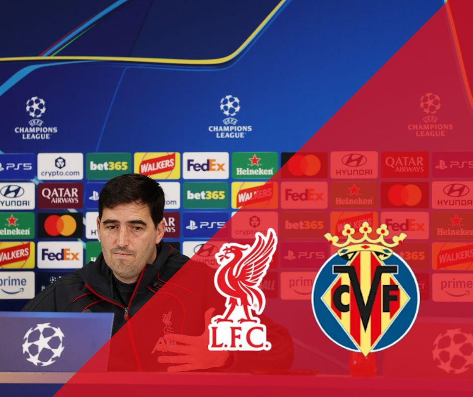 Andoni Iraola speaks to the media at a press conference