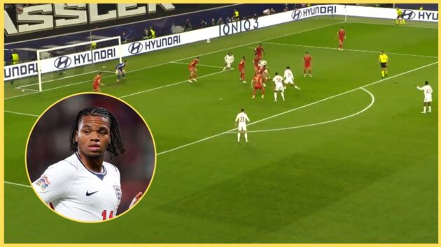 Bradley Barcola scores his first goal for Liverpool, with Rio Ngumoha inset
