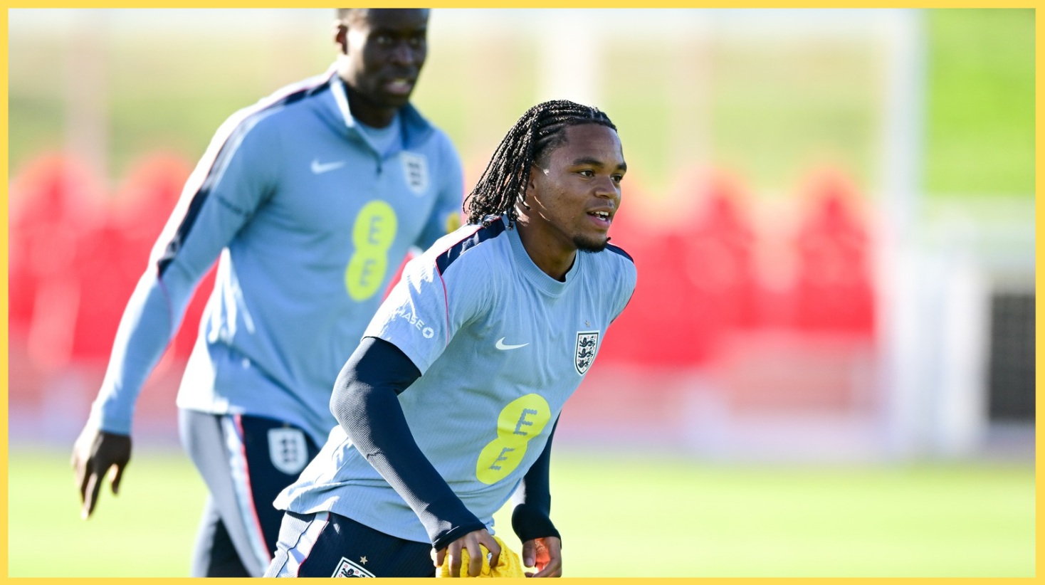 Rio Ngumoha during a training session for England