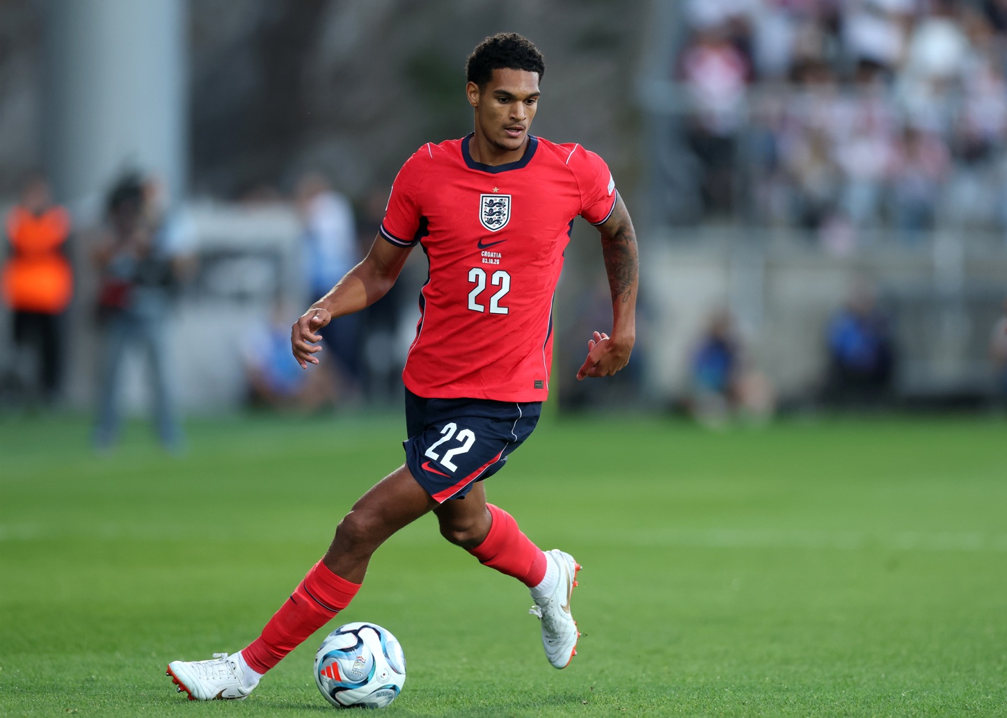 Jarell Quansah in action for England during the Nations League