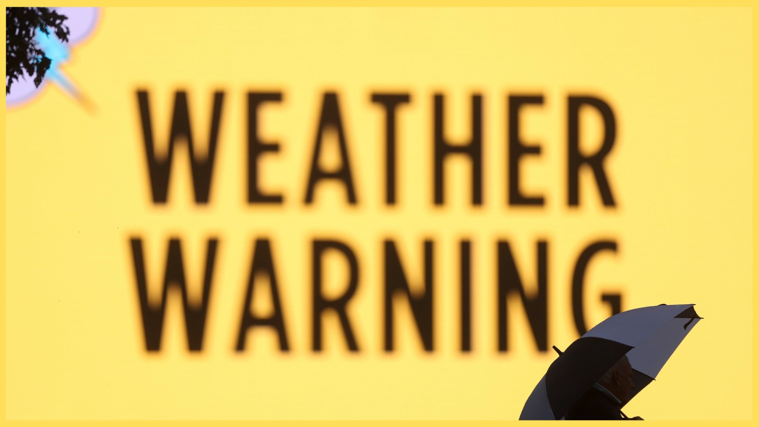 A weather warning sign displayed at a sporting event