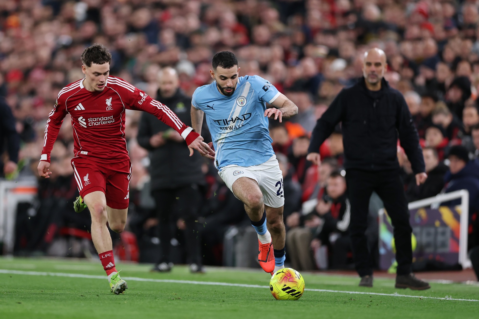 Florian Wirtz pursues Rayan Ait-Nouri at Anfield