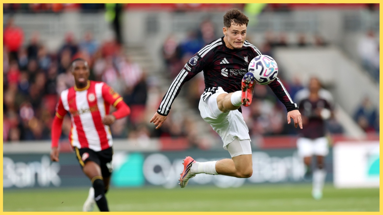 Florian Wirtz controls the ball during Liverpool's win over Brentford