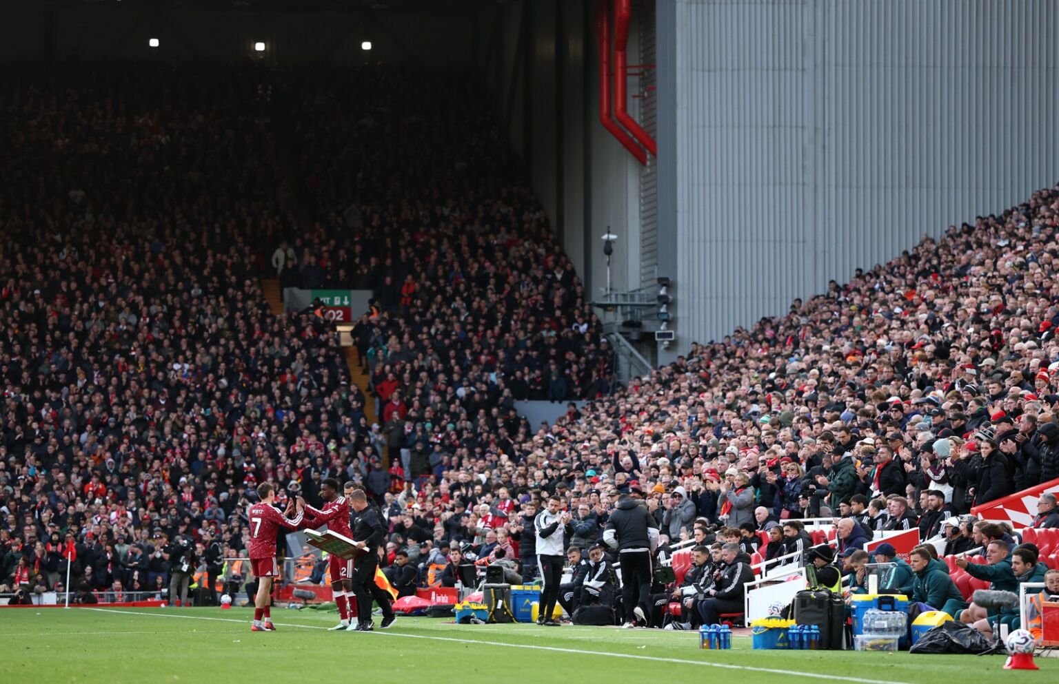 Florian Wirtz is subbed off for Trey Nyoni in Liverpool's win over Brighton